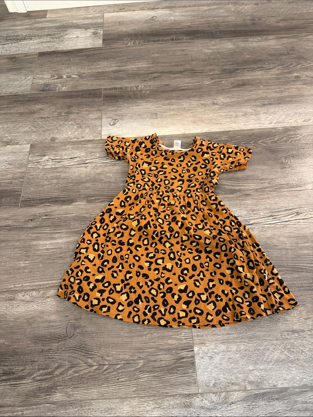 Little & Lively Girls' Leopard Print Orange Dress